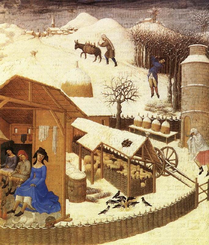 LIMBOURG brothers Les trs riches heures du Duc de Berry: Fevrier (February), detail g china oil painting image